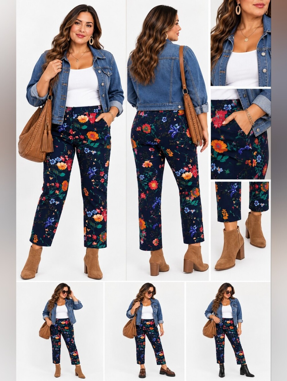 Old Navy Harper Pants Size 18 Navy Floral Ankle Career Stretch Slim Crop Botanic
